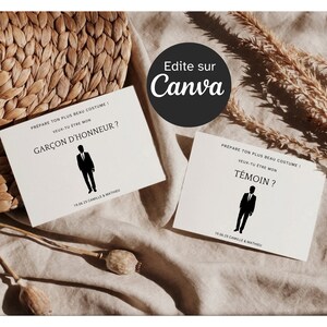 Modèle De Carte Pour Demande De Garçon D'Honneur Et De Témoin De Mariage Avec Date De L'Evénement | Template CANVA | Produit Digital DIY