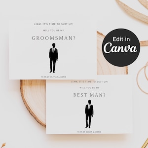 Cartes De Demande De Garçon D'Honneur Et Témoin Personnalisable Avec Prénom, À Imprimer, Pour Hommes, Pour Mariage