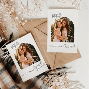 Cartes Pour Demande De Témoin Et Demoiselle D'Honneur Pour Mariage Avec Prénom Et Photo, à imprimer, Facilement Personnalisable