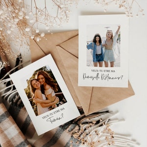 Modelli personalizzabili per biglietti di proposta per damigelle e testimoni con foto | Matrimonio | Download digitale immediato