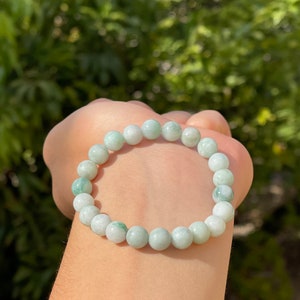 Natural Jadeite Bead Stretchy Bracelet