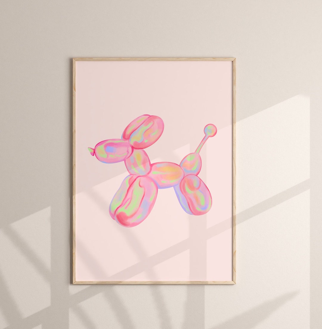 Pink Balloon Dog Printable Wall Art Preppy Pink Bedroom Decor - Etsy