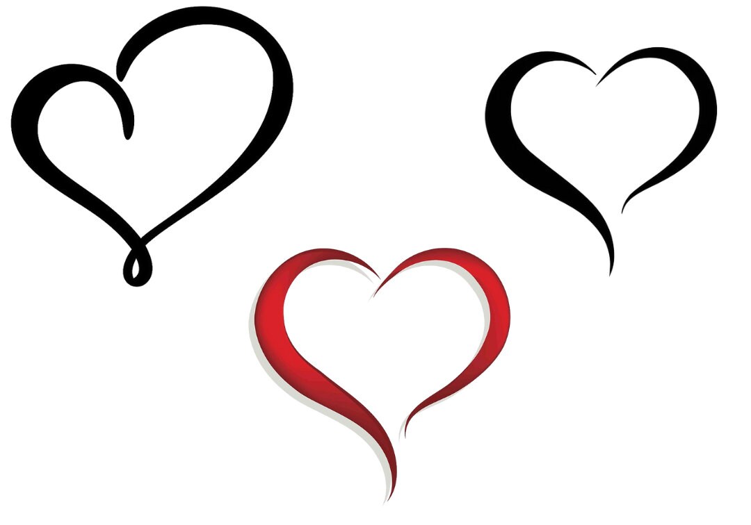 Heart Stickers red and Black Printable Instant Download.3-pngstandart,3 ...