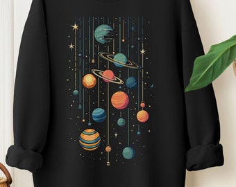 Celestial Sweatshirt, Planet Shirt, Moon Graphic Sweater, Astrology Shirt, Astronomy Sweatshirt, Outer Space Gift, Celestial Birthday, Stars