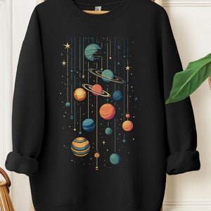 Celestial Sweatshirt, Planet Shirt, Moon Graphic Sweater, Astrology Shirt, Astronomy Sweatshirt, Outer Space Gift, Celestial Birthday, Stars