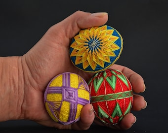Ukrainian easter eggs decor for the table,  Felt egg ornament, Embroidered Easter egg,
