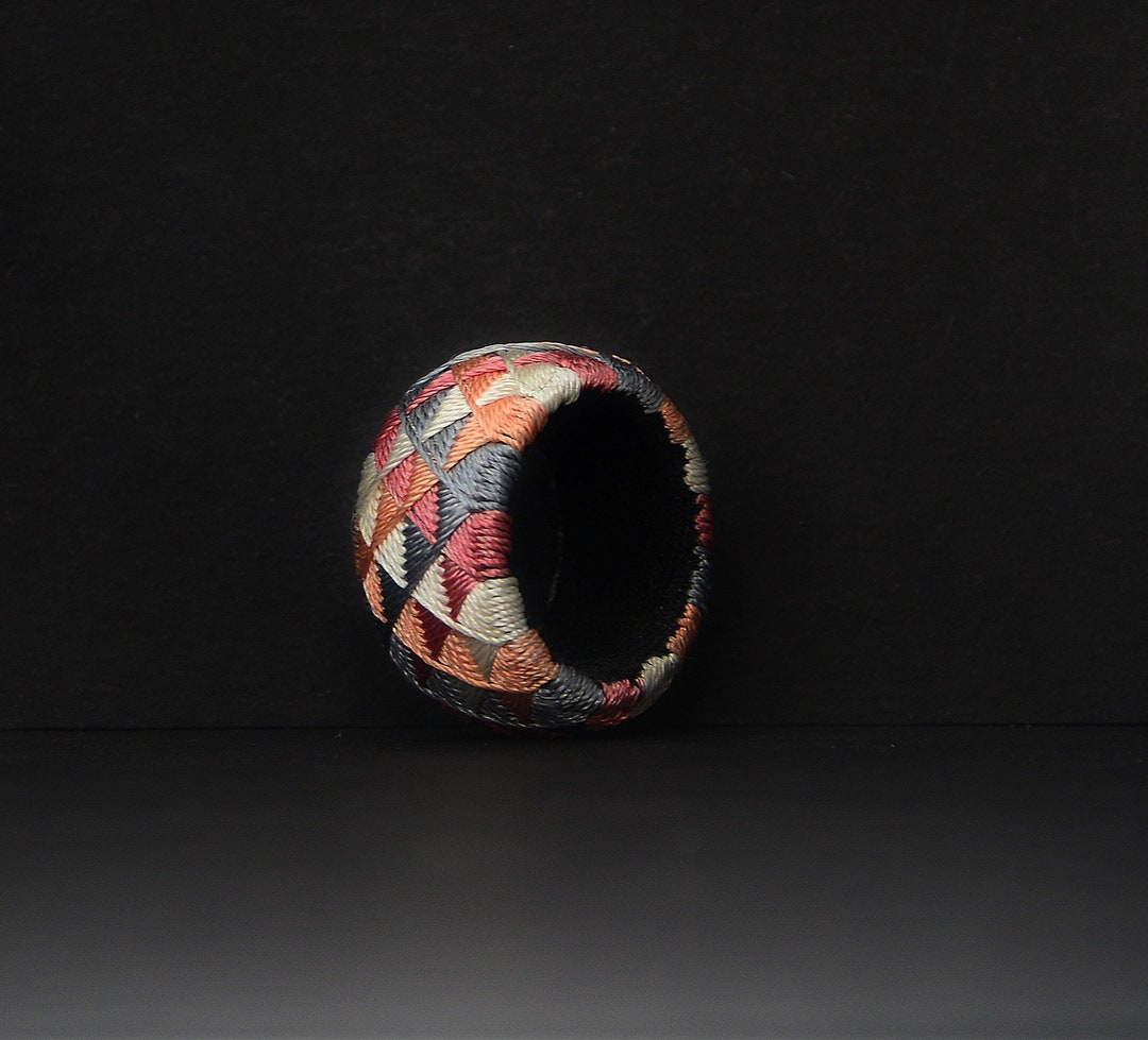 Yubinuki Silk Thimble, Japanese Silk Art, Handmade Embroidery Jewelry