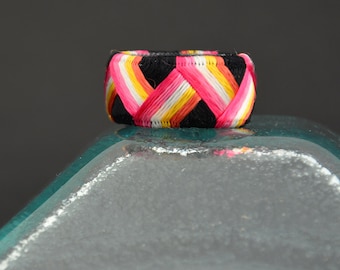 Lesbian flag ring, LGBTQ pride jewelry, Lesbian engagement gift, Japanese yubinuki thimble