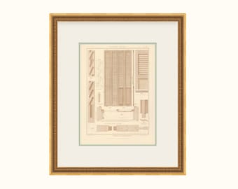 Vintage Paris Architectural Print: French Shutters Giclee Art