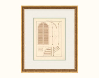 Paris Architectural Print: Vintage French Door Drawing (9x12 inches)
