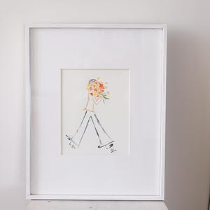 Practice Hospitality Flower Girl Painting Floral bouquet art girl holding flowers painting girls room wall art for girl gift for daughter