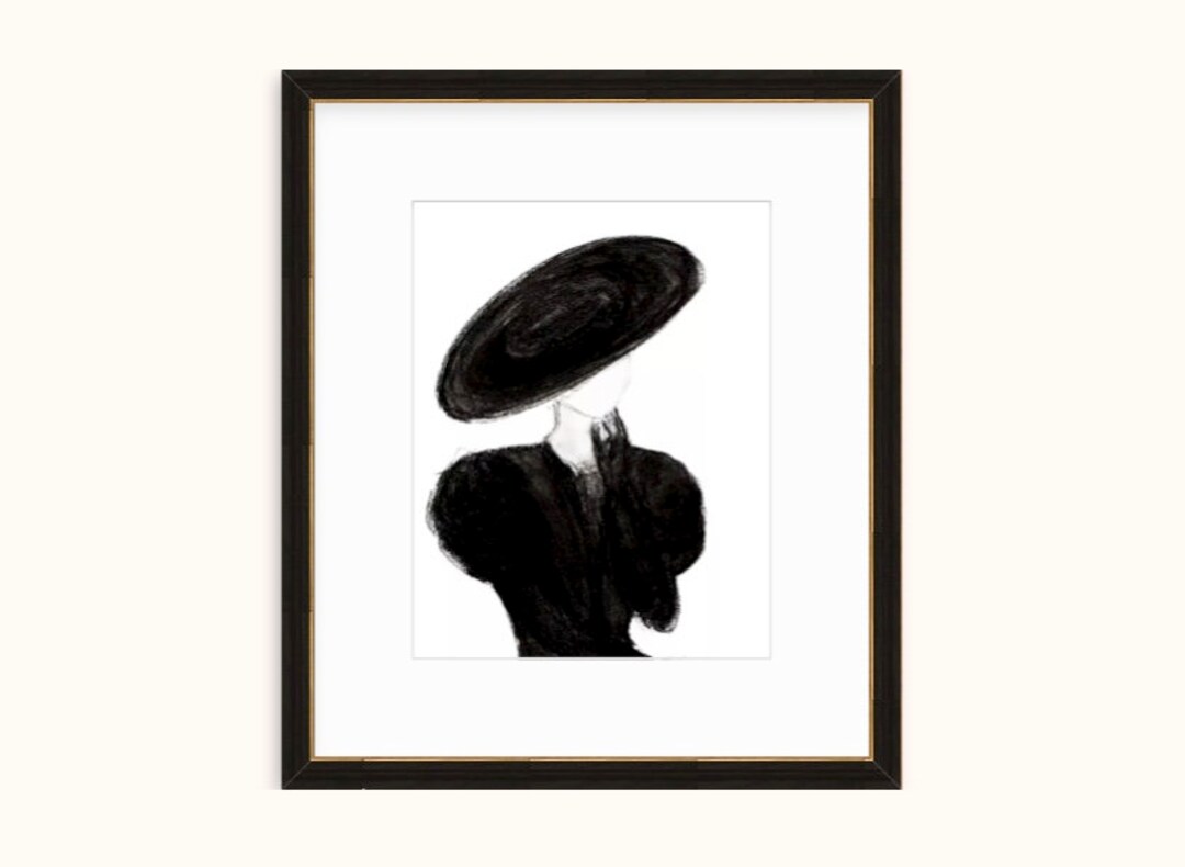 Vintage Fashion Print: Charcoal Drawing, Black and White Art (11x14) - Etsy