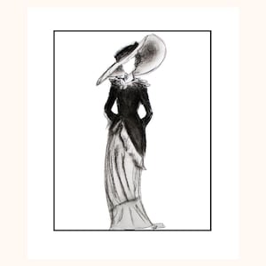Fashion Art Print Charcoal Drawing Fashion Drawing Fine Art Print Fashion