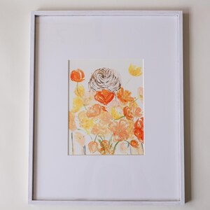 Garden of Gladness Flower Girl Painting Floral bouquet art girl holding flowers painting girls room wall art for girl gift for daughter