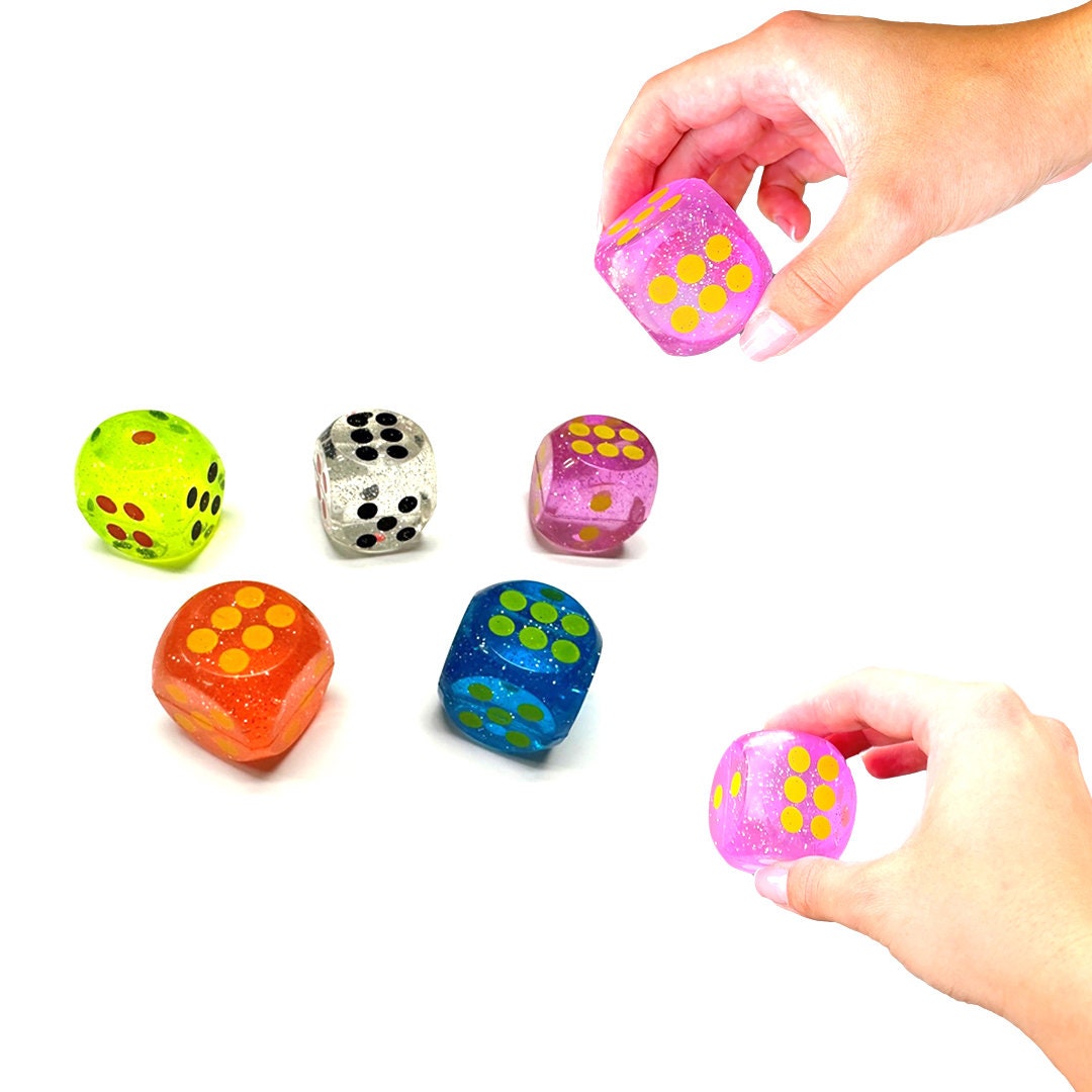 3 pcs Rubber Bouncing Ball - Dice Shaped - Cube 4 cm / 1.6 in
