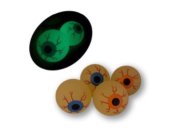 4 Pcs Halloween Glowing in the Dark Rubber Bouncy Eye Ball