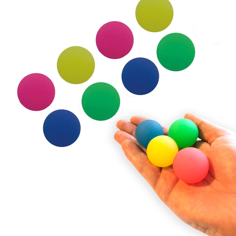 8 pelotas saltarinas de goma, colores neón, 1,25 pulgadas de diámetro imagen 1