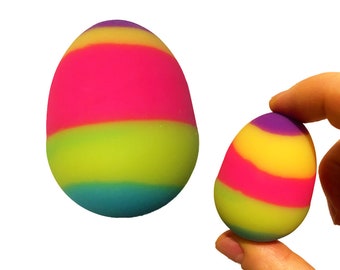 Rainbow Rubber Bouncing Ball Egg Shape - Goofy - Reaction Ball