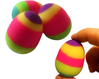 3 Stück Bunte Gummi Bouncy Ball Ei Form Goofy Response Ball