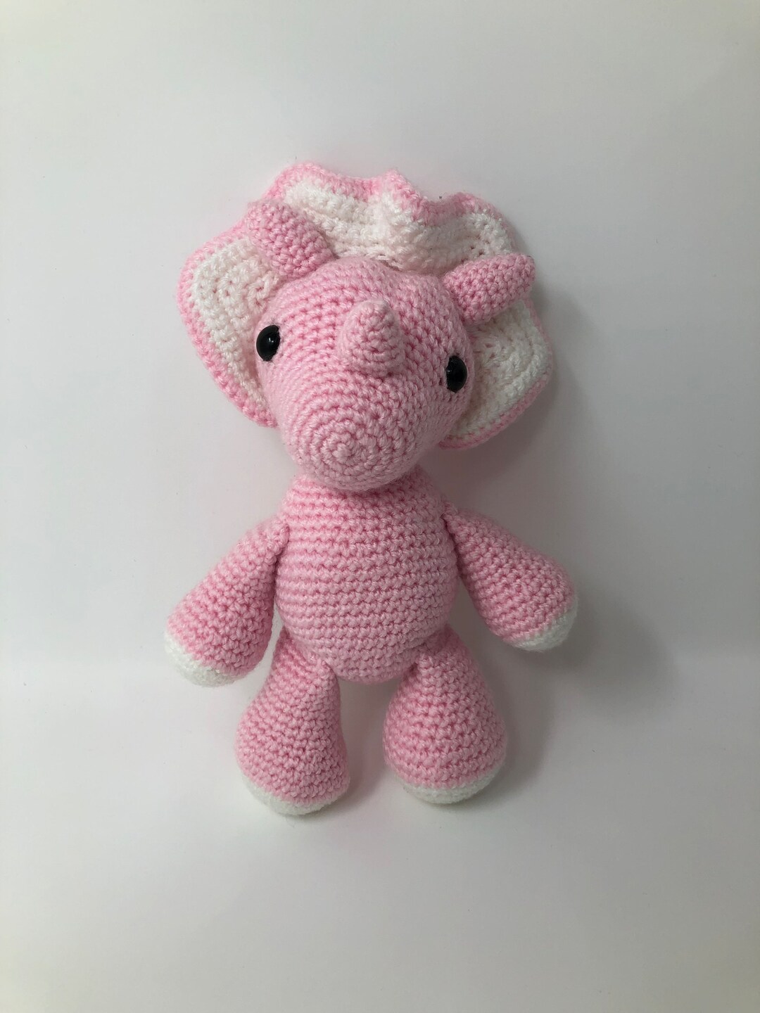 Handmade Crochet Triceratops Dinosaur Toy