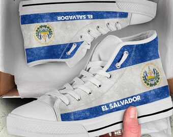 El Salvador Flag Custom Name Shoes Sneakers - Shoes with - Women shoes - Men Shoes - Kids Sneakers