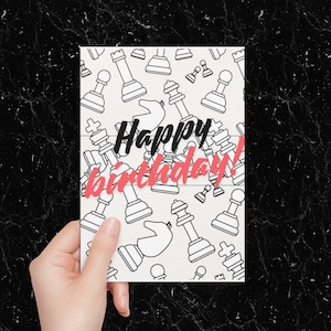 Alles Gute zum Geburtstag Grußkarte, Schach Geburtstagskarte, Geburtstagskarte Digital, Kreative Geburtstagskarten, Geburtstagskarten für Sie, Instant Download