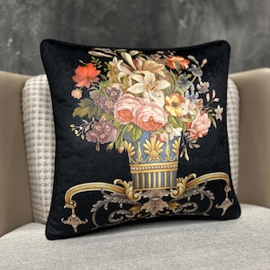 Floral Print Decorative Pillow Cover with Colorful Flower Design, Soft Cushion Case for Sofa, Bed or Armchair in Multiple Size Options
