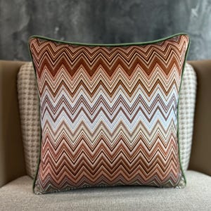 Decorative Linen Cushion Cover, Brown Chevron Linen Throw Pillow Cover, Linen Euro Sham, Zigzag Cotton Pillow Cover