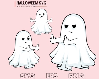 Grappige spook middelvinger Halloween SVG PNG EPS (digitale download)