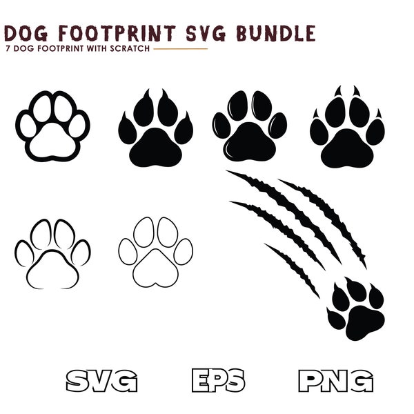 Dog Foot Print svg, Paw Print Bundle Svg, Dog Paw Print Svg, Dog Paw SVG, pet foot print, Paw Svg  ,Animal Paw SVG, Dog Paw Print