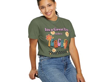 ótimo dia para ser um professor camiseta, boas vibrações para professor camiseta, ótimo dia professor camiseta, presente para educadores, camiseta divertida para ensinar