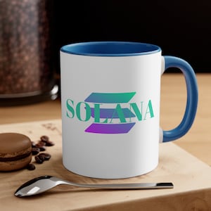 SOLANA crypto coffee cup , Logo for Crypto coin SOLANA on color cup Accent Coffee Mug, 11oz