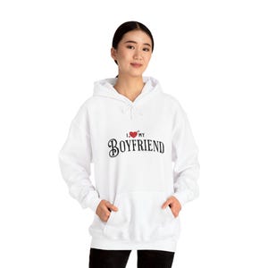 Boyfriend Love Hoodie, Couples Matching Sweatshirt, Relationship Gift, Graphic Pullover, Valentine&#39;s Day Shirt, Cozy Jumper