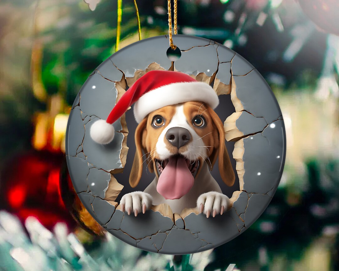 Beagle Dog Christmas Ornament, Christmas Ornament, Christmas 3d Dog