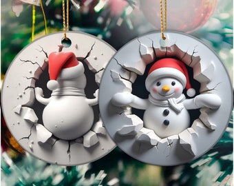 Christmas Ornament, Christmas 3d Ornament, Snowman Ornament, Christmas Decoration, Christmas Decor, Christmas Gifts, Snowman Ornaments