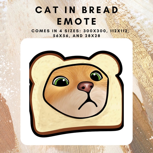 Twitch Emote, Cat in Bread, Scared / Surprised, For Streamers - Instant Download / Ready to Use (transparent)