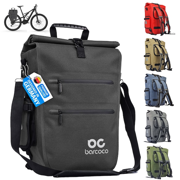 Barcoco Fahrradtaschen für Gepäckträger wasserdicht Rucksack für Fahrrad mit Laptop Tasche 15,6 Zoll, Gepäckträgertasche, 21L