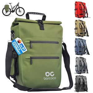 Barcoco Fahrradtasche für Gepäckträger wasserdicht, Gepäckträgertasche mit Laptopfach 15,6 Zoll, Rucksack Umhängetasche Grün