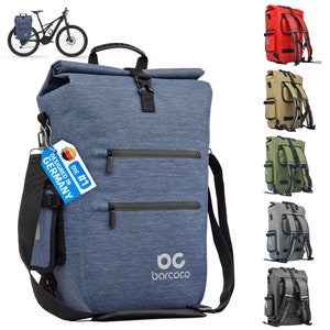 Barcoco waterproof bike bag for luggage racks, luggage rack bag with 15.6 inch laptop compartment, backpack, shoulder bag