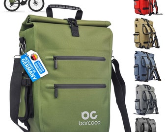 Barcoco Fahrradtaschen für Gepäckträger wasserdicht für Fahrrad Rucksack Laptop Tasche 15,6 Zoll, Gepäckträgertasche, 21L Grün