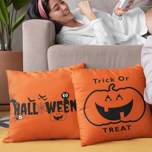 Cute Halloween Pumpkin Pillowcase - Trick or Treat Decor for Spooky Season - Orange Jack OLantern