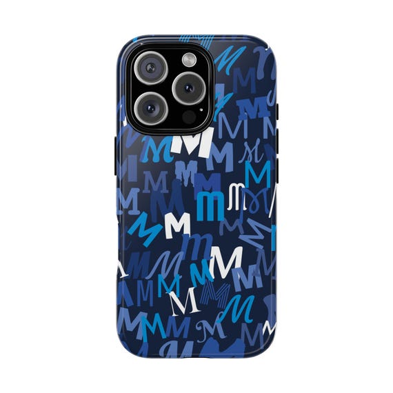 Custom Initial Letter Phone Case for iPhone, Pixel or Galaxy - Monogram Phone Cover - Personalized Gift - Blue iPhone Case