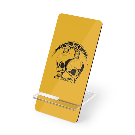 Skull Phone Stand | Zodiac Phone Holder | Alternative, Emo, Scenecore, Goth, Punk Tech Accessories | Astrology, Gemini The Twins