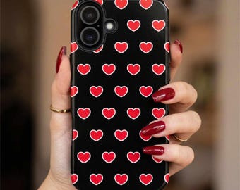 Hearts iPhone Case | Dual-Layer Protective Cover, Glossy Finish | MagSafe Compatible Options | Cute Phone Case | Gift for Her