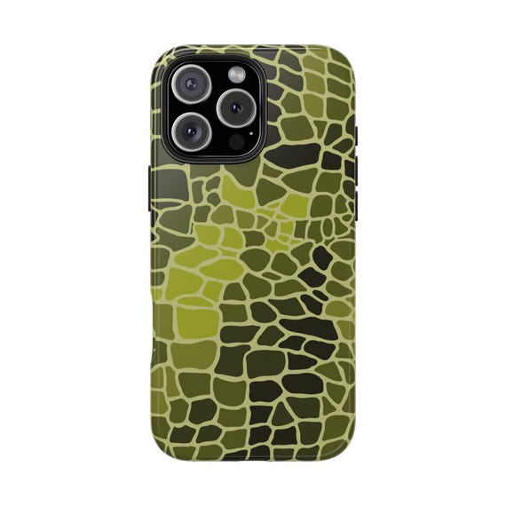 Green Reptile Print iPhone Case | Animal Print Design | Exotic & Stylish Phone Case | Unique Gift for Her