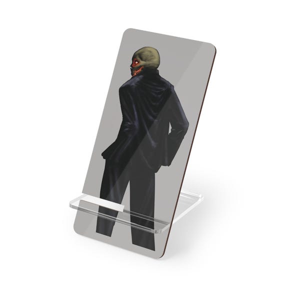 Gloomy Skeleton Skull Phone Stand - Moody Working Man Phone Holder | Alternative Tech Accessories with an Edgy Bold Style