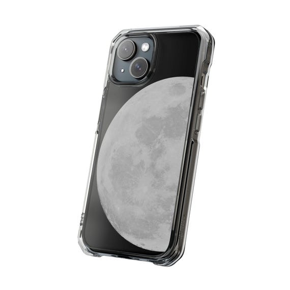 Clear iPhone Case for iPhone 16, 15, 14 - Magsafe Compatible - Full Moon, Lunar, Moonlit Design - Magnetic Cover