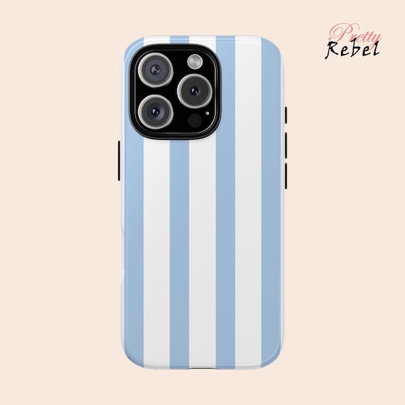 Minimalist Striped Phone Case - Light Blue & White | Modern Aesthetic Case for iPhone, Samsung Galaxy and Google Pixel
