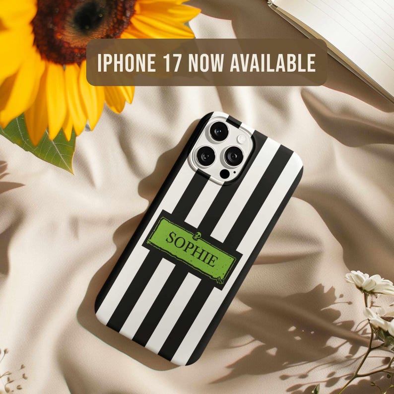 Custom Black and White Striped Phone Case: iPhone, Pixel, Samsung Galaxy Case | Optional MagSafe version for iPhone | Personalized Gift image 2