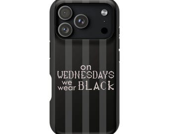 Striped iPhone Case: Magsafe Compatible | Alternative Emo Gothic. On Wednesdays We Wear Black Phone Case | Magnetic Phone Case